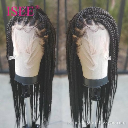 Wholesale Glueless Braid Wig Vendors,Full Lace Braided Wigs Human Hair For Women,Transparent Cornrow Braided Lace Front Wig